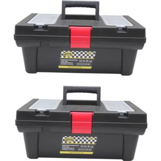 👉 Opbergbox 2x Stuks Gereedschap Opbergboxen/kisten Met Bakjes 42 X 23 18 Cm - Opbergkisten 8720276217910