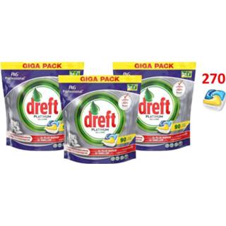 👉 Dreft Platinum - All In One Lemon - 3 X 90 (270) Stuks - Vaatwastabletten - Voordeelverpakking