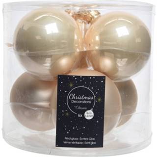 👉 Kerstbal parel glas Kerstboomversiering Licht Parel/champagne Kerstballen Van 8 Cm 6 Stuks - 8720147779684
