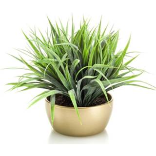 👉 Kunstplant gouden Gras/grasstruik 33 Cm In Pot - Kunstplanten 8714344346404