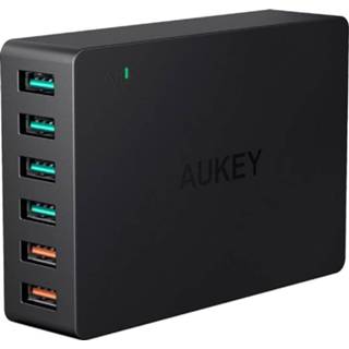👉 Voedingsadapter zwart active Aukey USB - 60W 6x USB-A Quick Charge 3.0