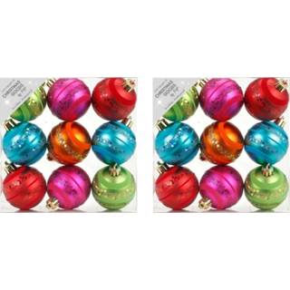 👉 Kerstbal kunststof active 18x gekleurde kerstballen glitter 6 cm