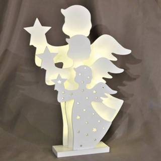 👉 Sfeer lamp hout wit LED sfeerlamp 3D-Engel