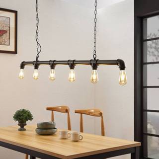 👉 Hang lamp metaal lindby zwart goud geborsteld a++ Balk hanglamp Josip in industriële stijl