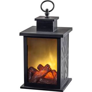 👉 Lantaarn zwart kunststof SAICO LED-openhaard met vlammeneffect 14 x14 cm