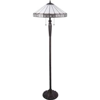 👉 Vloer lamp glas a++ wit zwart Vloerlamp 5210 met wit-zwart glazen kap
