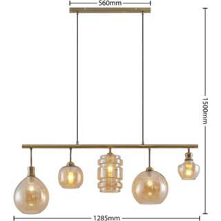 👉 Glazen hanglamp amber helder Lindby Mateno hanglamp, 5-lamps,