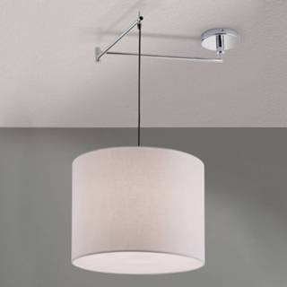 👉 Hanglamp chroom glanzend witte Artak met witte, stoffen kap