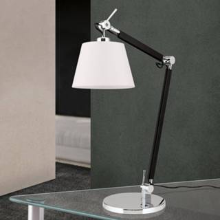 👉 Bureau lamp wit zwart stoffen Flexibele bureaulamp Leandro