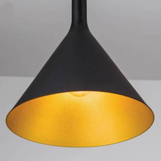 👉 Hang lamp goud zwart Buiten zwart, binnen - hanglamp Gunda