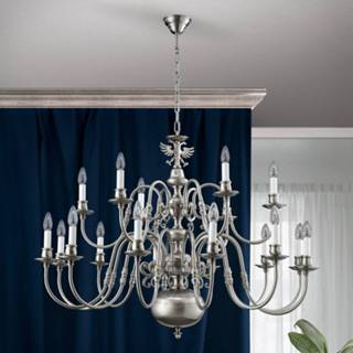 👉 Messing nikkel a++ gesatineerd Kroonluchter1239in satijn18lamps m.adelaar