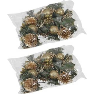 👉 Kerststuk goud 12x Kerststukje Decoraties 12 Cm - Kerststukjes 8720276296236