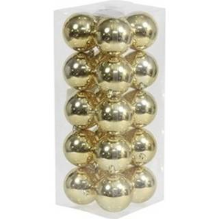 👉 Kerstbal kunststof goud 20x Kerstballen Glanzend 8 Cm Kerstboom Versiering/decoratie - 8720147049398