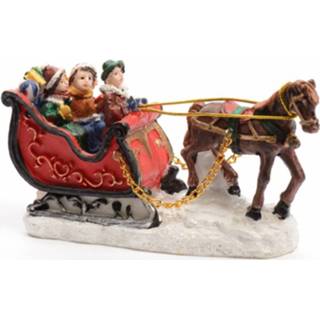 👉 Kerstdorp kunststof multikleur figuurtjes slee met paard 8718758896111