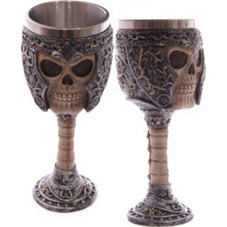 👉 Wijnglas Set van 4x stuks decoratie horror kelk/wijnglas schedel 18 cm