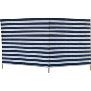 👉 Strand/camping windscherm gestreept wit/donkerblauw 240 cm x 120 cm - Beschutting/schermen voor op het strand/de camping