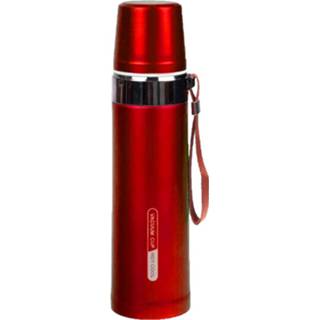 👉 Thermosfles rood RVS / Isoleerfles Met Bandje Voor Onderweg 750 Ml - Thermosflessen 8720576591802