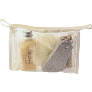 👉 Spons beige klein Orange85 Wellness Set - Puimsteen Borstel Badzout Pakket Beauty 8720289413255