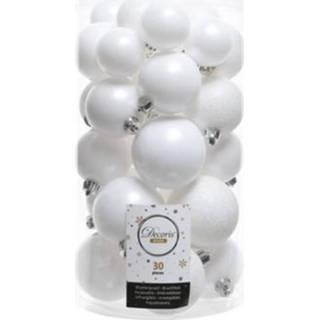 👉 Kerstbal wit plastic Kerstballen Gl-mt-glitter Winter Mix 6+5+4cm 8711277044032