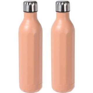 👉 Thermosfles pastel oranje RVS 2x Stuks Thermosflessen / Isoleerflessen Voor Onderweg 500 Ml - 8720576641347