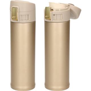👉 Isoleerfles RVS goud 2x Stuks Thermoflessen / Isoleerflessen Voor Onderweg 450 Ml - Thermosflessen 8720576566459