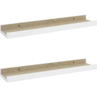 👉 Wandschap wit Vidaxl Wandschappen 2 St 40x9x3 Cm Sonoma Eikenkleurig 8720286417904