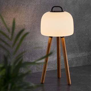 👉 Tafel lamp a+ wit hout LED tafellamp Kettle tripod hout, kap 22cm