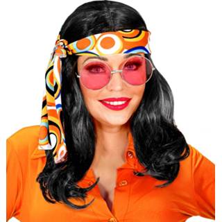 👉 Pruik zwart active disco hippie met hoofdband 8003558028450