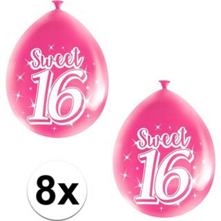 👉 Leeftijd ballon roze 8x Ballonnen 16 Jaar Feestversiering - 8720147295627