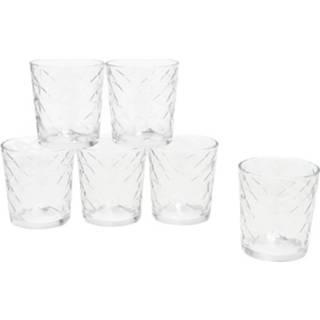 Waterglas transparante Set Van 6x Stuks Waterglazen/drinkglazen 245 Ml Geometric - Drinkglazen 8430540973625