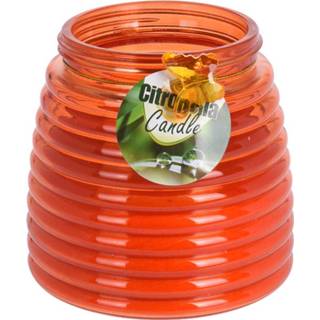 👉 Geurkaars rood 3x Stuks Citrus 13 Cm In Glazen Houder - Geurkaarsen 8720276148528