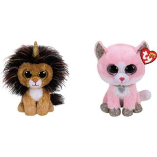 👉 Knuffel roze Ty - Beanie Boo's Ramsey Lion & Fiona Pink 8720679613814