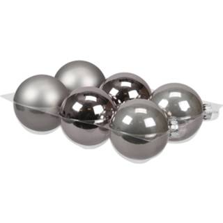 👉 Kerstbal grijs titanium glans 6x Stuks Glazen Kerstballen 8 Cm Mat/glans - 8720276954822