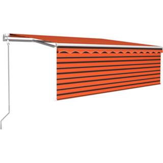 👉 Rolgordijn oranje bruin Vidaxl Luifel Met Rolgordijn, Led En Windsensor 4,5x3 M 8720286396599