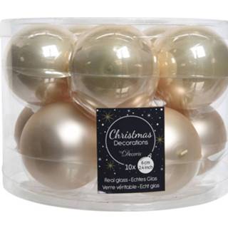 Kerstbal parel glas Kerstboomversiering Licht Parel/champagne Kerstballen Van 6 Cm 10 Stuks - 8720147779349