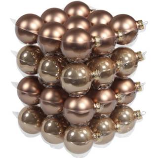 👉 Kerstbal bruin glans 36x Stuks Glazen Kerstballen Ginger 6 Cm Mat/glans - 8720276953184