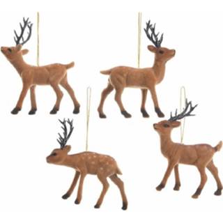 👉 Kerstboom Set Van 4x Stuks Hangers Rendieren 13 Cm - Kersthangers 8720276651622