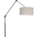 👉 Vloerlamp zwart grijs linnen Steinhauer prestige chic 8113zw kap 8712746145830