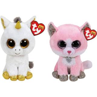 👉 Knuffel Ty - Beanie Boo's Pegasus Unicorn & Fiona Pinnk Cat 8720679612763