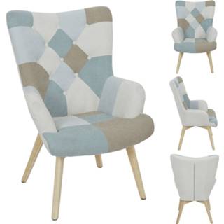 👉 Fauteuil blauw grijs 4goodz Lund Patchwork Armleuning - 6013920418415