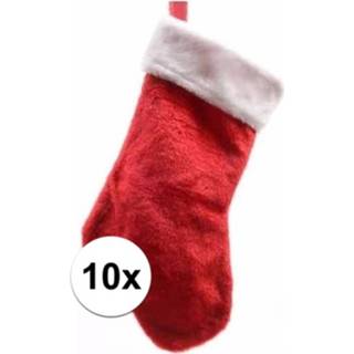 👉 Kerst sokken pluche active wit rood 10x kerstsokken 40 cm rood/wit