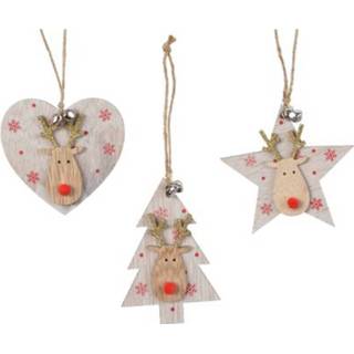 Ornament rood Boomdecoratie Triplex Hang 3ass Heart - Star Tree Rood/helder 9x8.5x0.5cm, 10x9.5x0.5cm, 8718533294668