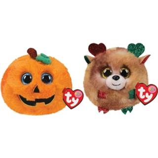 👉 Knuffel Ty - Teeny Puffies Halloween Pumpkin & Christmas Reindeer 8720679637841