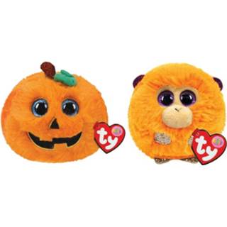 👉 Knuffel Ty - Teeny Puffies Halloween Pumpkin & Coconut Monkey 8720679637858