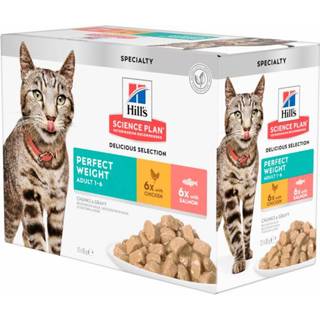 👉 Hill's Feline Maaltijdzakjes Adult Perfect Weight Multipack - Kattenvoer - 12x85 g