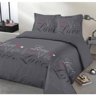 👉 Dekbedovertrek katoen Vision Love-dekbedset - 100% 1 240 X 260 Cm + 2 Kussenslopen 65 Houtskoolgrijs 5425034094675