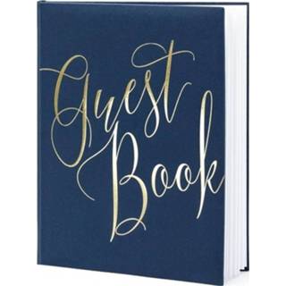 👉 Gastenboek blauwe gouden Navy Blauwe/gouden Gastenboeken 20 X 25 Cm Guest Book - 8720147306088