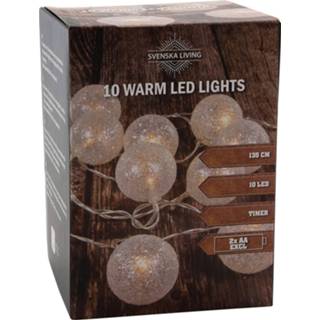 👉 Lichtsnoer wit Glitter Balletjes Warm 135 Cm Kerstverlichting - Lichtsnoeren 8720147879582