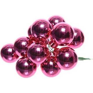 👉 Kerststuk magenta roze glas 50x Fuchsia Mini Kerststukjes Insteek Kerstballetjes 2 Cm Van - 8720147624625