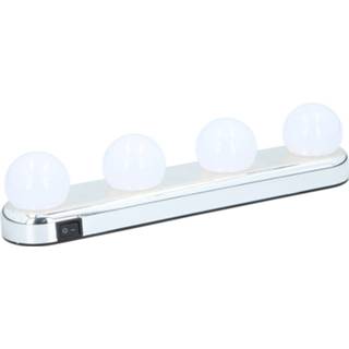 👉 Spiegelverlichting Grundig Make-up Lamp - Hollywood Spiegellampen 4x Led Helderwit Werkt Op Aa (Excl) 8711252146119